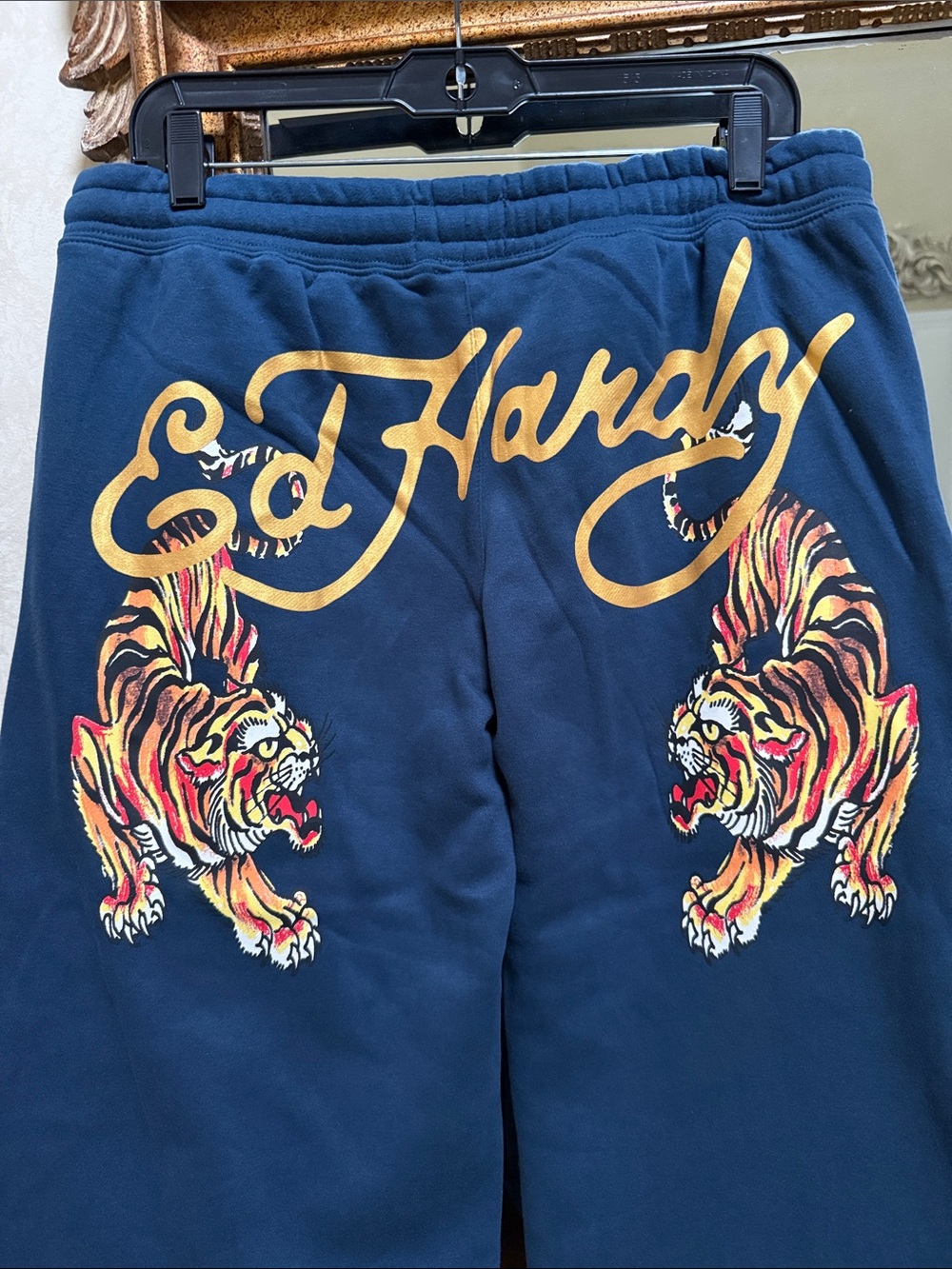 Ed Hardy Women’s Blue Drawstring Wide-Leg Sweatpants. Size L. - Picture 7 of 15